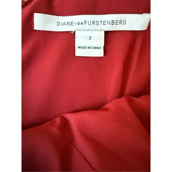 Diane von Furstenberg Red Geovana Sheath Sleeveless Dress Size 2 - Picture 9 of 13